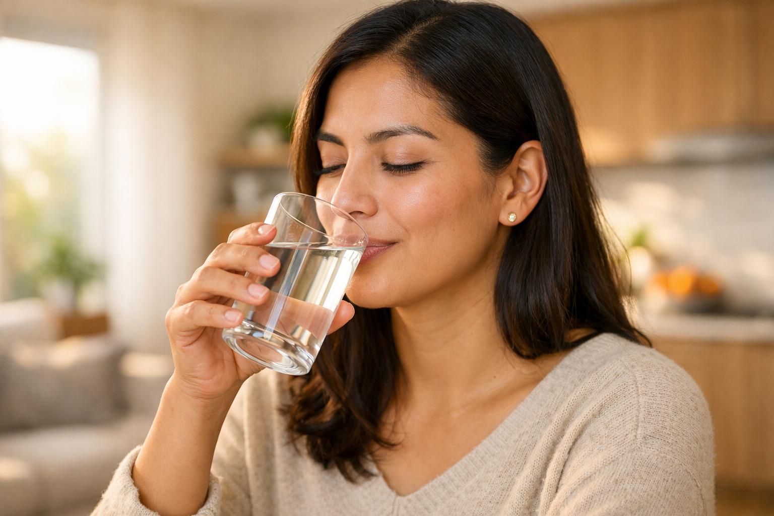 Agua filtrada en casa para tomar agua segura